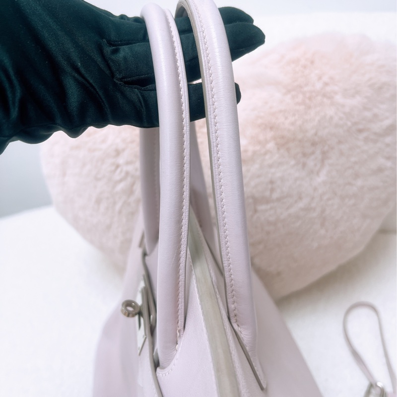 Hermes birkin 35 鉑金包 淺粉色銀釦 框K刻-9