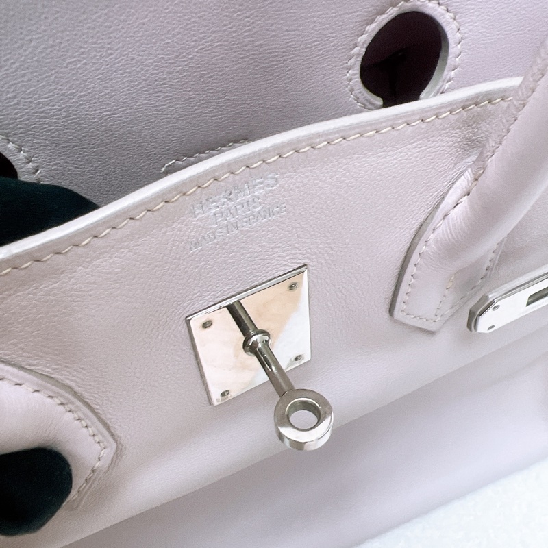 Hermes birkin 35 鉑金包 淺粉色銀釦 框K刻-12