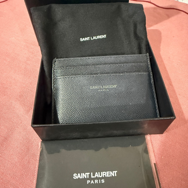 YSL  黑色 卡夾 荔枝皮-0