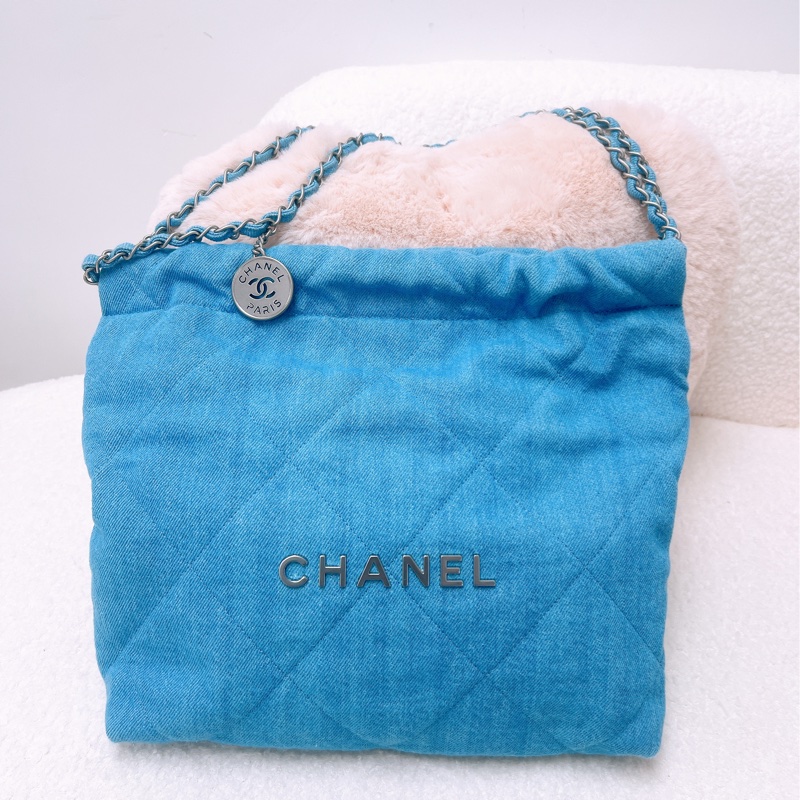 全新 Chanel 22 小號丹寧牛仔托特包-0