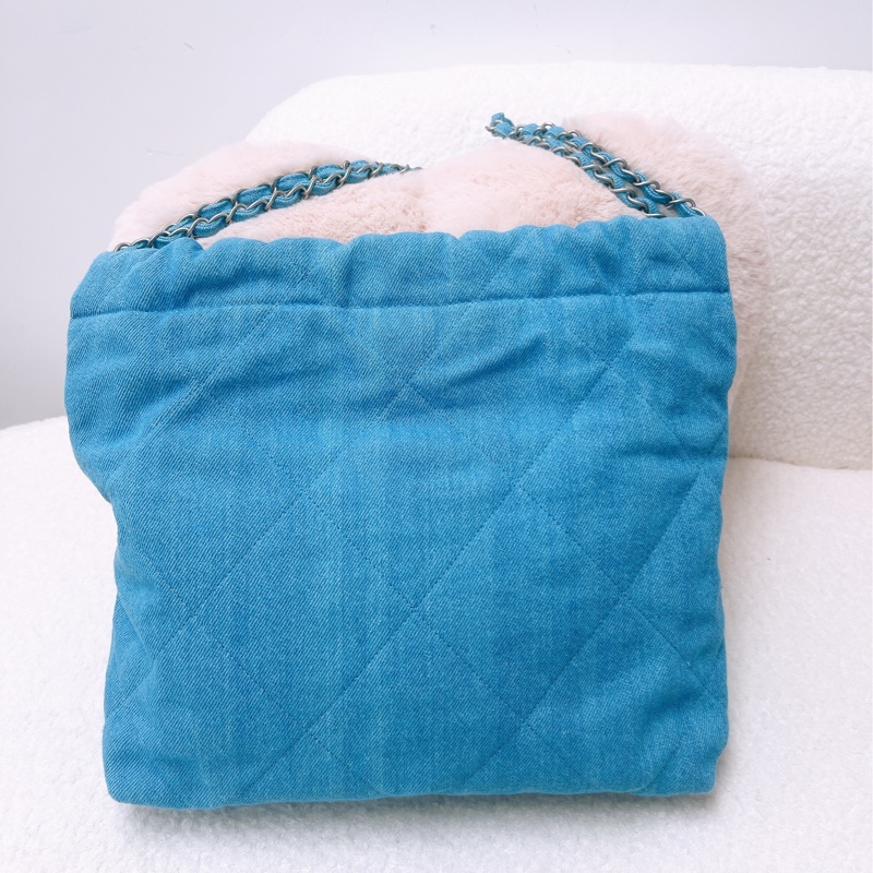 全新 Chanel 22 小號丹寧牛仔托特包-7