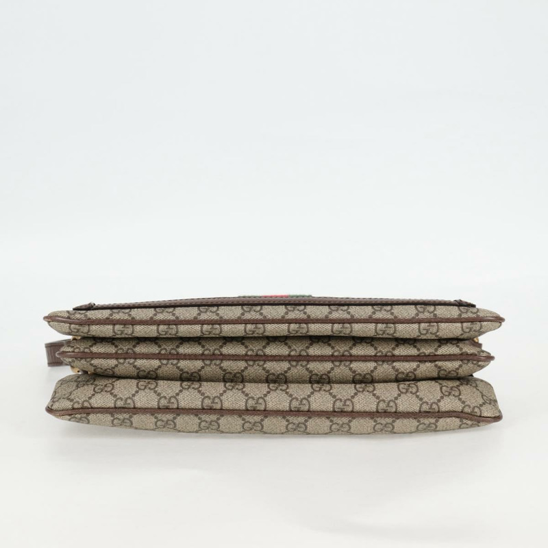 【日本直送】GUCCI GG Supreme Web Sherry Line 單肩包 PVC 米色 金色 523354 正品 am8347V-5