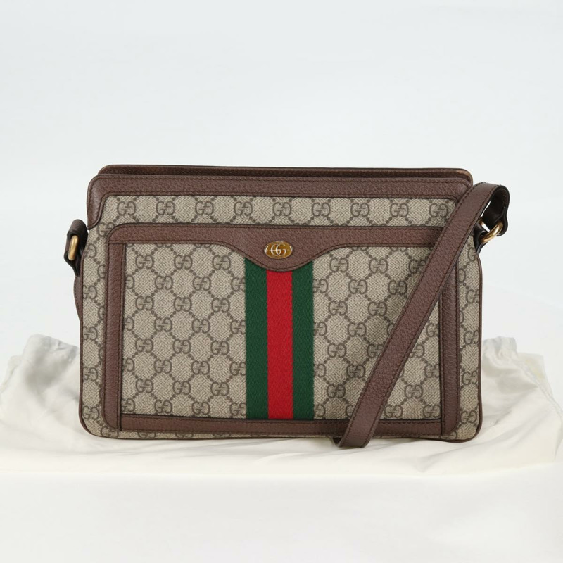 【日本直送】GUCCI GG Supreme Web Sherry Line 單肩包 PVC 米色 金色 523354 正品 am8347V-11