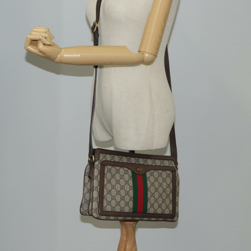 【日本直送】GUCCI GG Supreme Web Sherry Line 單肩包 PVC 米色 金色 523354 正品 am8347V-28