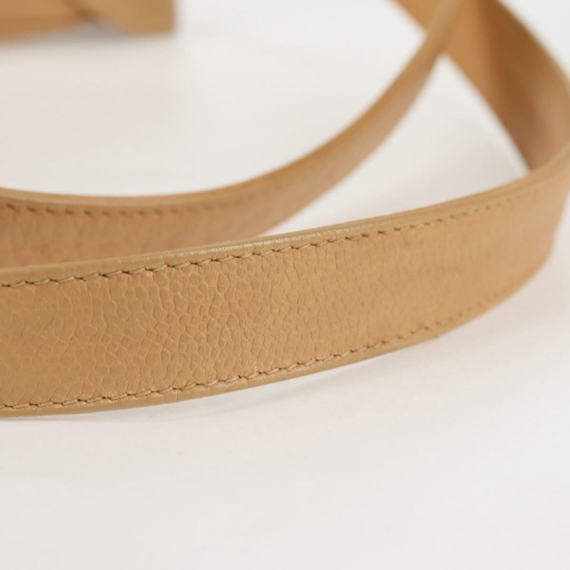 【日本直送】香奈兒肩背包 小牛皮 米色 金色 CC 認證 kk466V-8