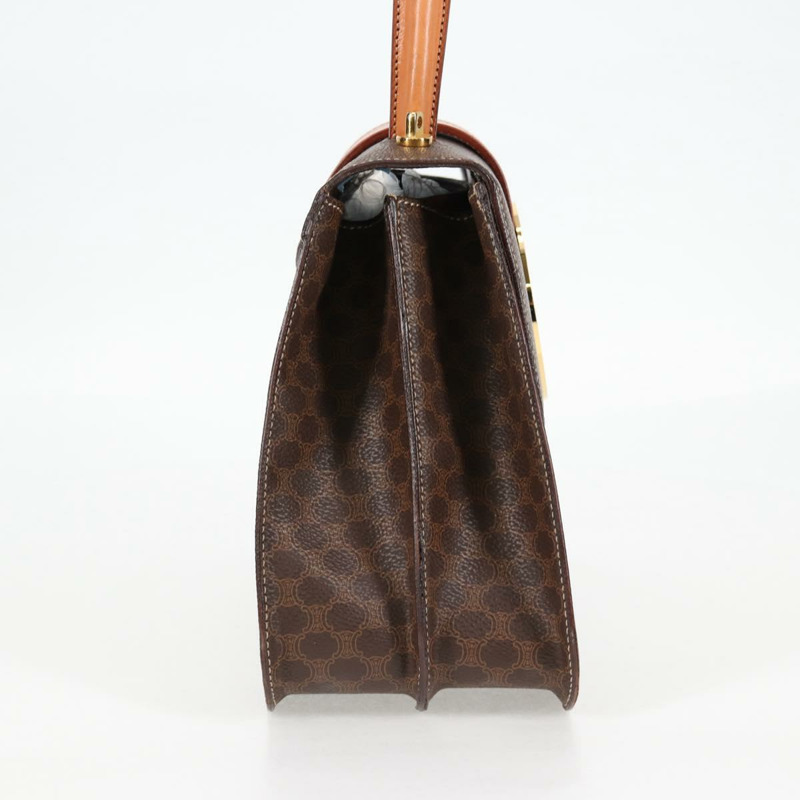 【日本直送】CELINE Circle Macadam帆布手提包 PVC皮革 2way Brown Gold Auth 122270SAV-3