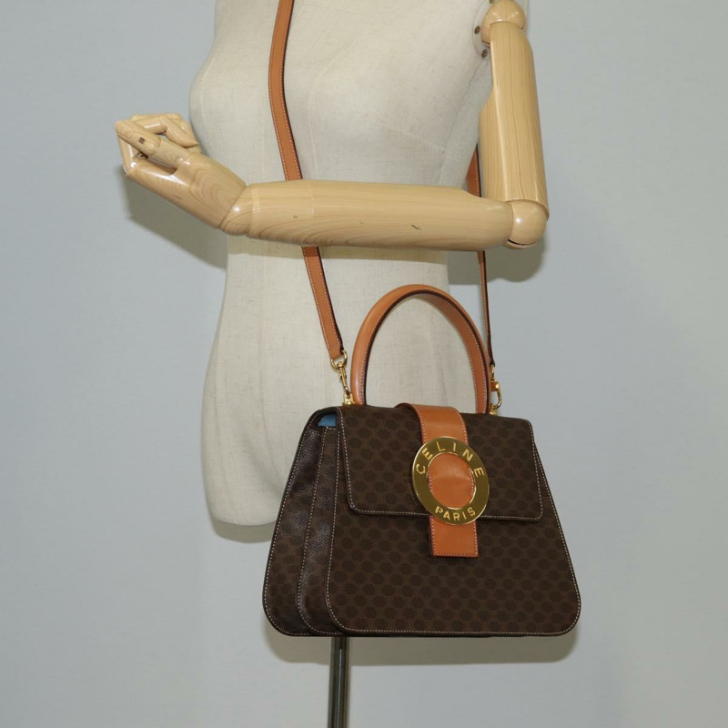【日本直送】CELINE Circle Macadam帆布手提包 PVC皮革 2way Brown Gold Auth 122270SAV-27