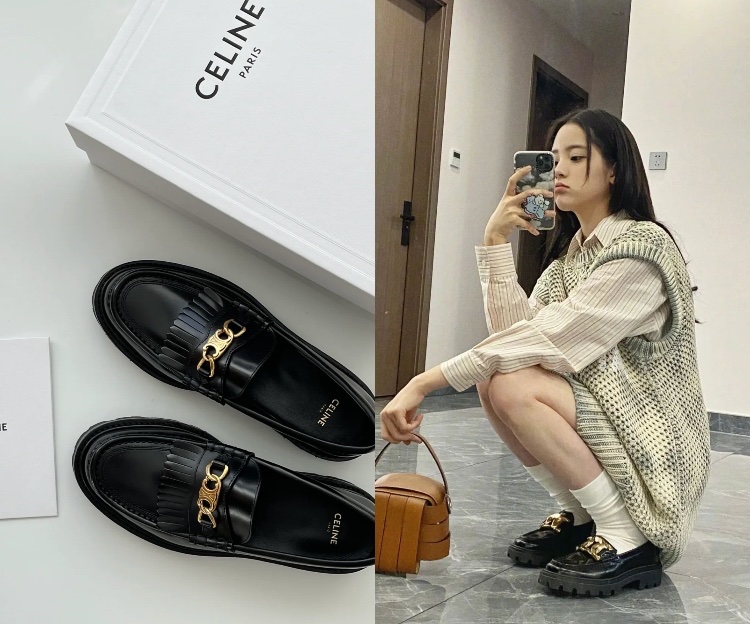 極新💫Celine 凱旋門厚底樂福鞋｜36.5-0