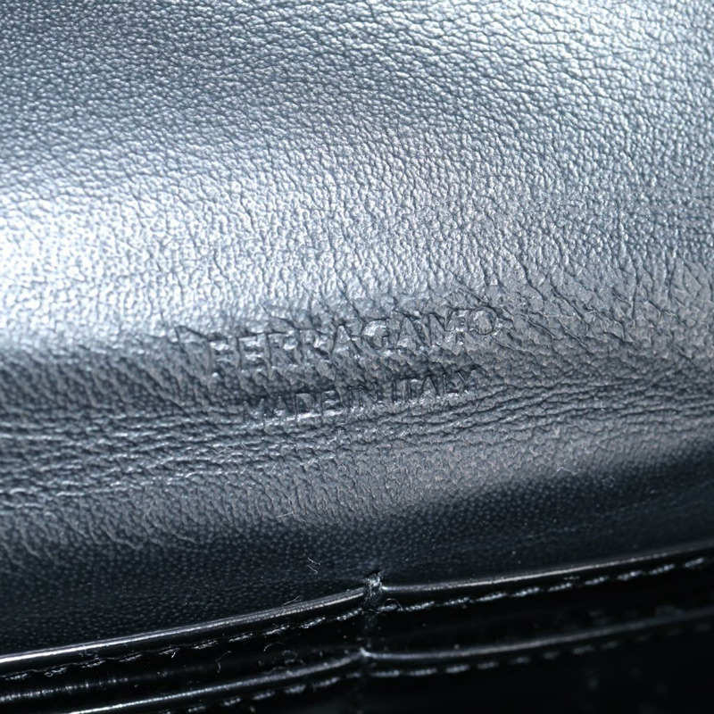 【日本直送】Salvatore Ferragamo Gancini 單肩包，漆皮，黑色，正品 ar13607V-20