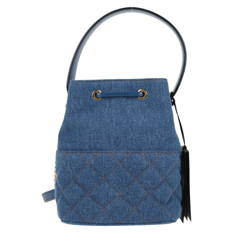 【日本直送】范思哲 (VERSACE) 牛仔布手提包 2way Blue Gold Auth 123019V-1