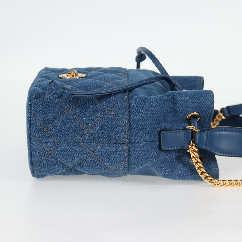 【日本直送】范思哲 (VERSACE) 牛仔布手提包 2way Blue Gold Auth 123019V-3