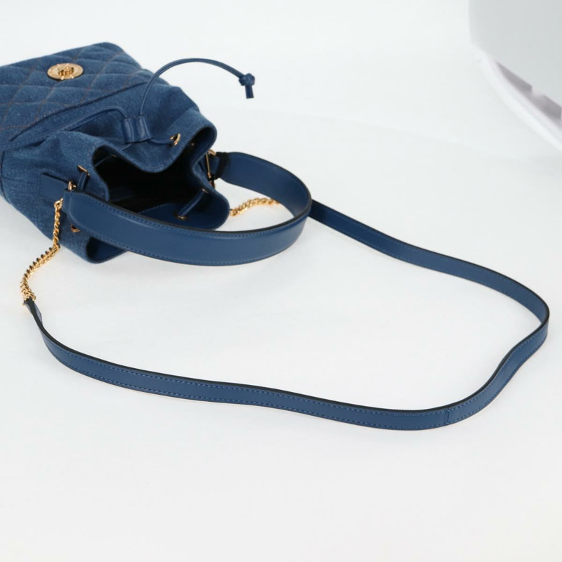 【日本直送】范思哲 (VERSACE) 牛仔布手提包 2way Blue Gold Auth 123019V-7
