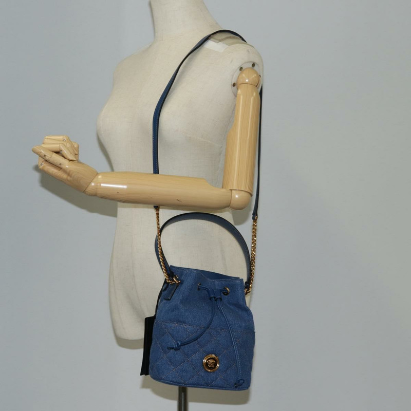 【日本直送】范思哲 (VERSACE) 牛仔布手提包 2way Blue Gold Auth 123019V-21