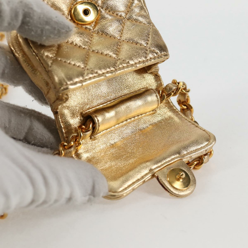 【日本直送】香奈兒迷你絎縫7鏈條包，羊皮材質，金色CC標誌，正品編號120870SAV-10