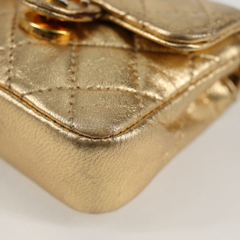 【日本直送】香奈兒迷你絎縫7鏈條包，羊皮材質，金色CC標誌，正品編號120870SAV-14