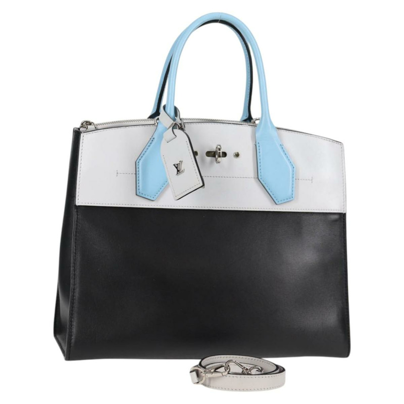 【日本直送】路易威登 City Steamer MM 手袋，小牛皮，黑色/灰色，M42435，LV 正品，BA2906V-0