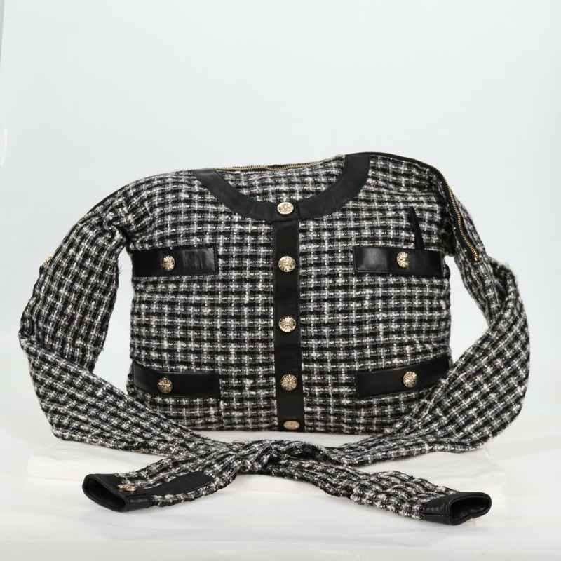 【日本直送】香奈兒 (CHANEL) 女童香奈兒外套單肩包斜紋軟呢黑白 CC 正品 126244SAV-11