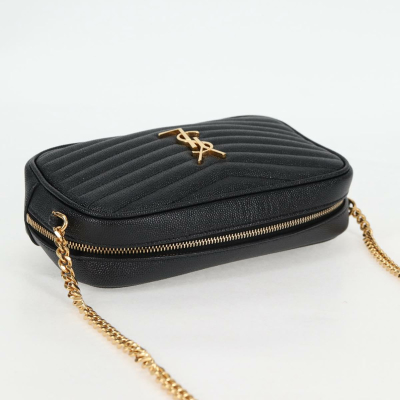 【日本直送】SAINT LAURENT Chain Lou 迷你單肩包，黑色金色皮革，正品 yk18547SAM-5