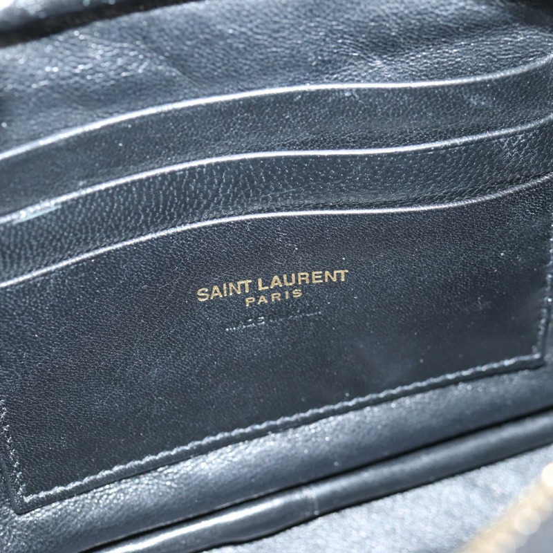 【日本直送】SAINT LAURENT Chain Lou 迷你單肩包，黑色金色皮革，正品 yk18547SAM-18