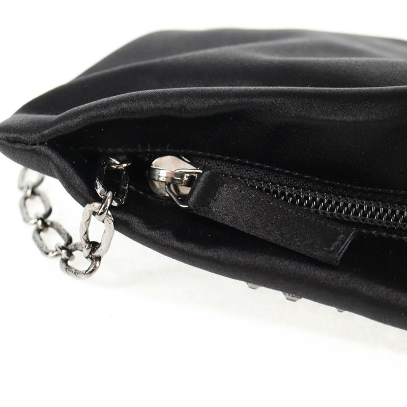 【日本直送】香奈兒山茶花水鑽鏈條配件包，緞面黑色，CC標誌，貨號128040SAV-7