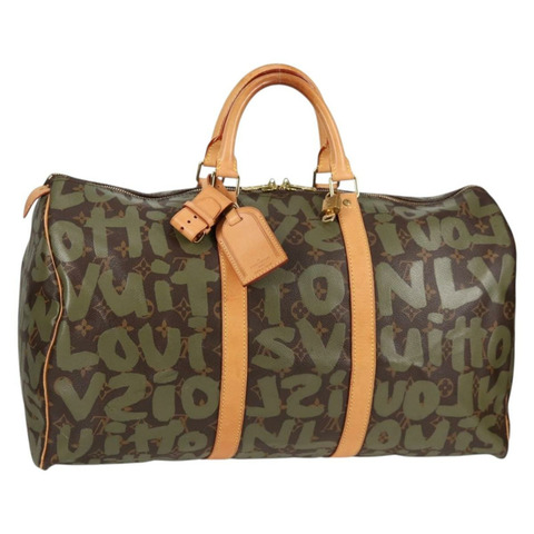 路易威登 Monogram Graffiti Keepall 50 波士頓包 卡其色 M92196 正品 129961SAV