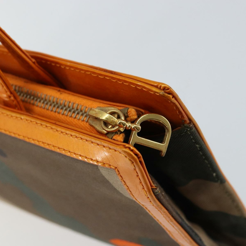 【日本直送】Christian Dior DIORELLA 肩背包 帆布 橘色 金色 正品 150905V-7