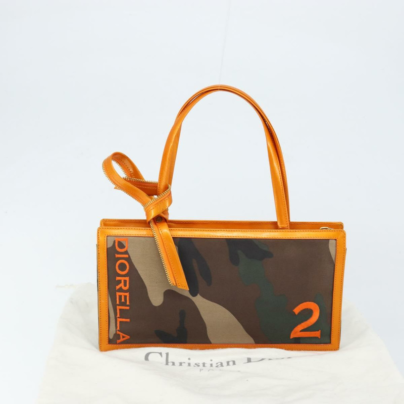 【日本直送】Christian Dior DIORELLA 肩背包 帆布 橘色 金色 正品 150905V-11