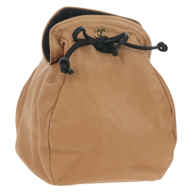 【日本直送】香奈兒米色羊皮手提包 CC 標誌 Auth 152370V-0