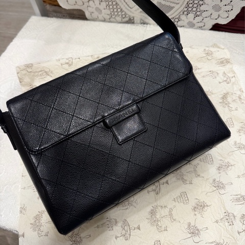 Chanel So black 魚子醬荔枝牛皮 兩用 Kelly 手提 單肩包