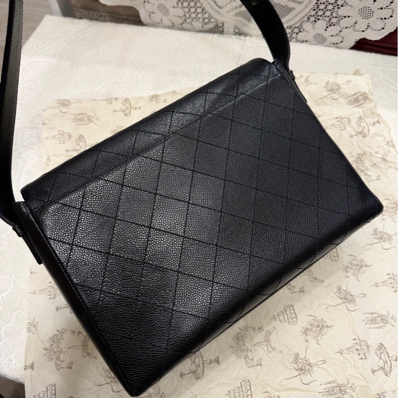 Chanel So black 魚子醬荔枝牛皮 兩用 Kelly 手提 單肩包-1