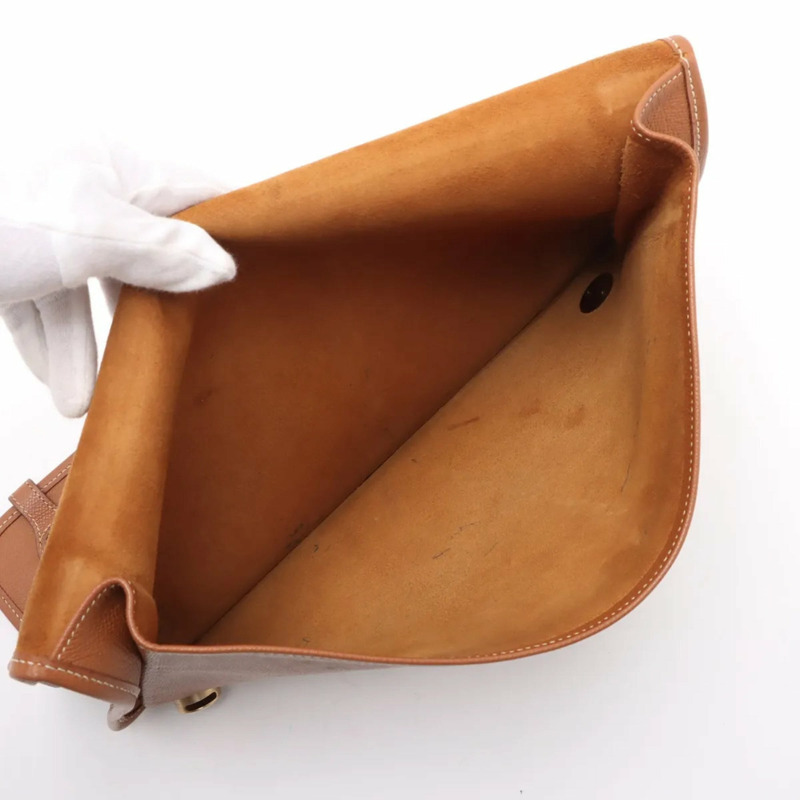 愛馬仕 Hermès Dogon Meeting Couchel 男士棕色真皮手拿包-4