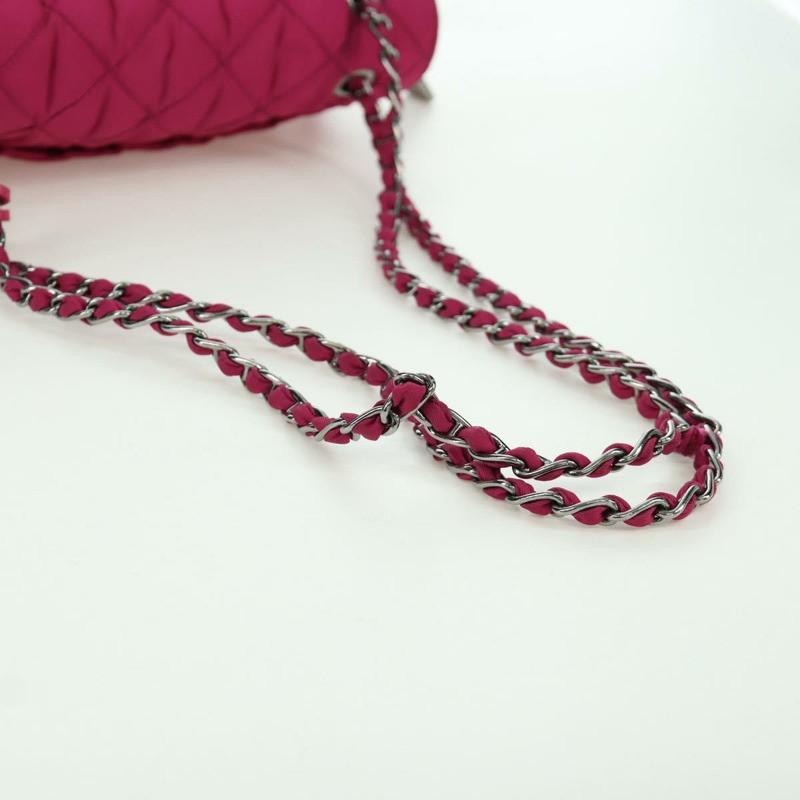 【日本直送】PRADA 尼龍粉紅銀色鏈條單肩包 正品 165354V-6