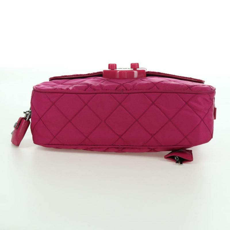 【日本直送】PRADA 尼龍粉紅銀色鏈條單肩包 正品 165354V-8