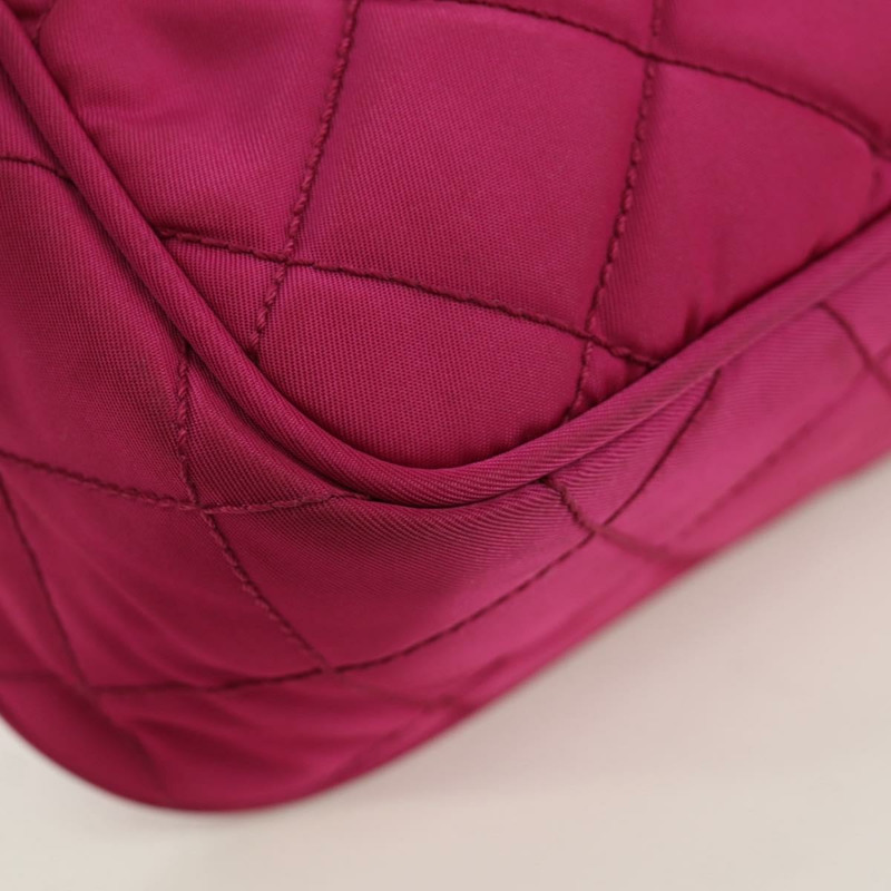 【日本直送】PRADA 尼龍粉紅銀色鏈條單肩包 正品 165354V-11