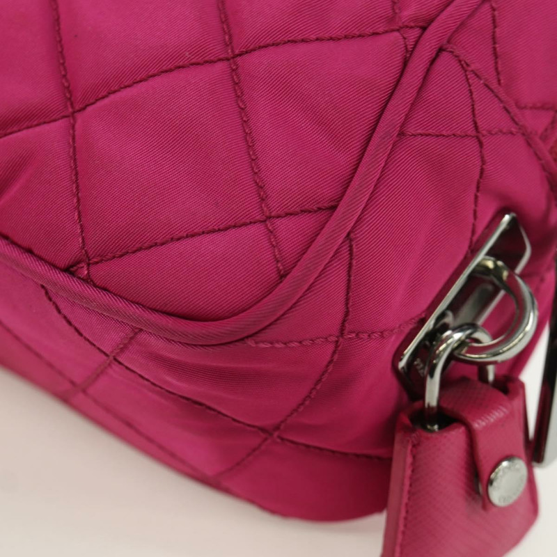 【日本直送】PRADA 尼龍粉紅銀色鏈條單肩包 正品 165354V-12