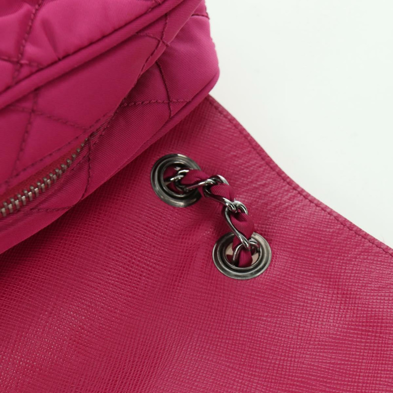 【日本直送】PRADA 尼龍粉紅銀色鏈條單肩包 正品 165354V-17