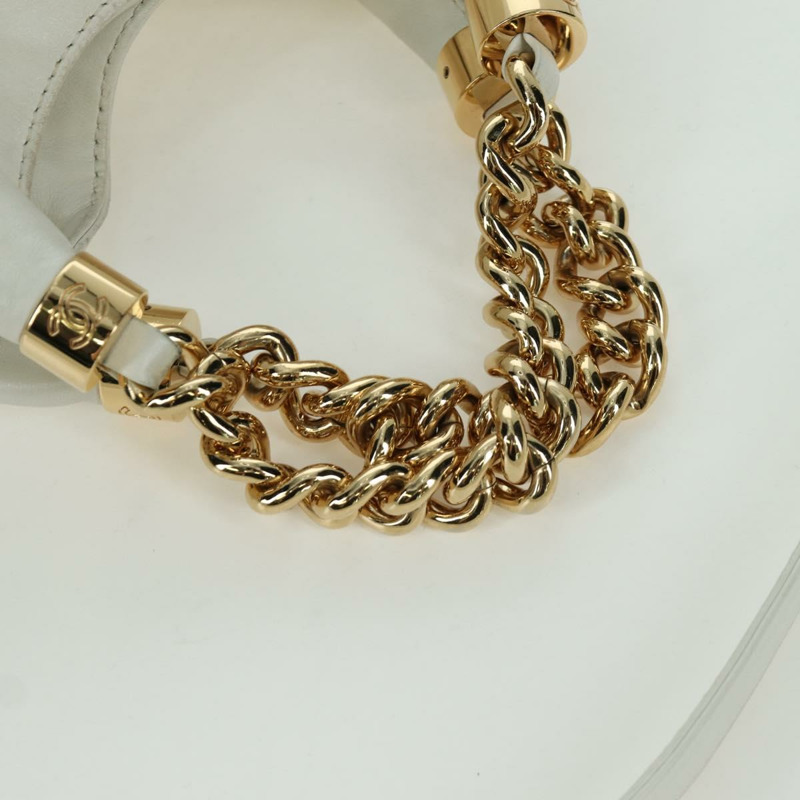 【日本直送】香奈兒 (CHANEL) 皮革雙肩包 白色金色 CC 標誌 Auth mr2057V-6