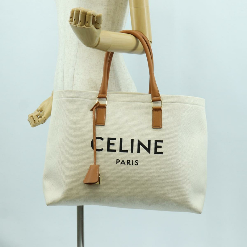 【日本直送】CELINE Horizontalkava 手提包 帆布 白色 金色 Auth mr2066M-26
