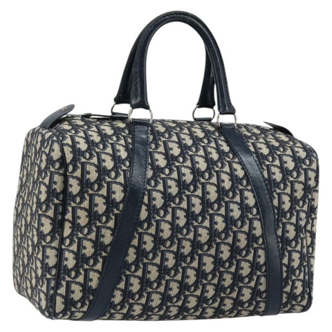 Christian Dior Trotter帆布迷你波士頓包 海軍藍 銀色 正品 am10864V