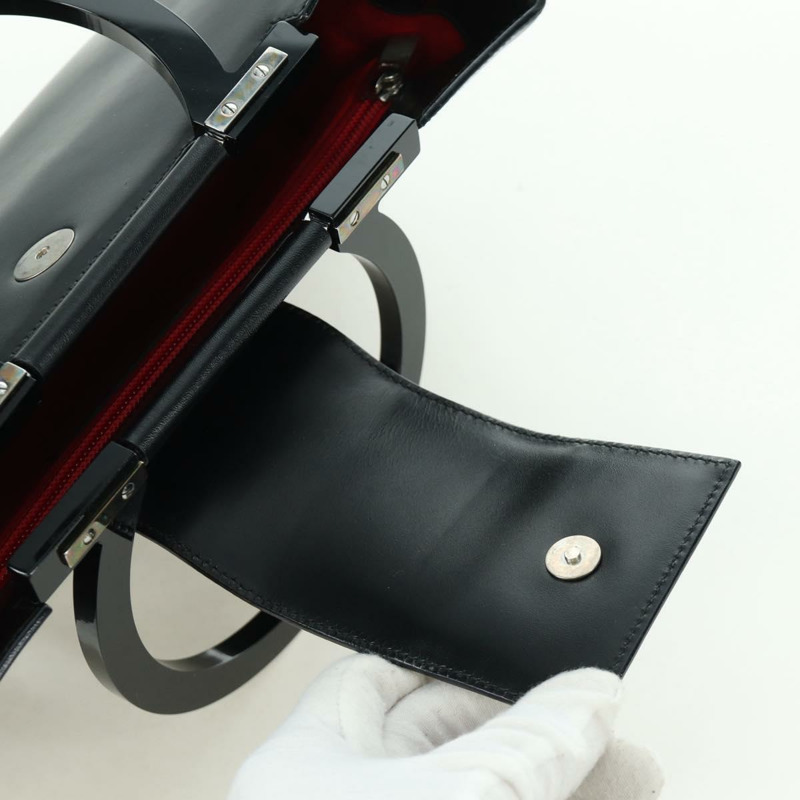 【日本直送】Salvatore Ferragamo Gancini 手提包，黑色銀色真皮，正品，貨號 172480V-14