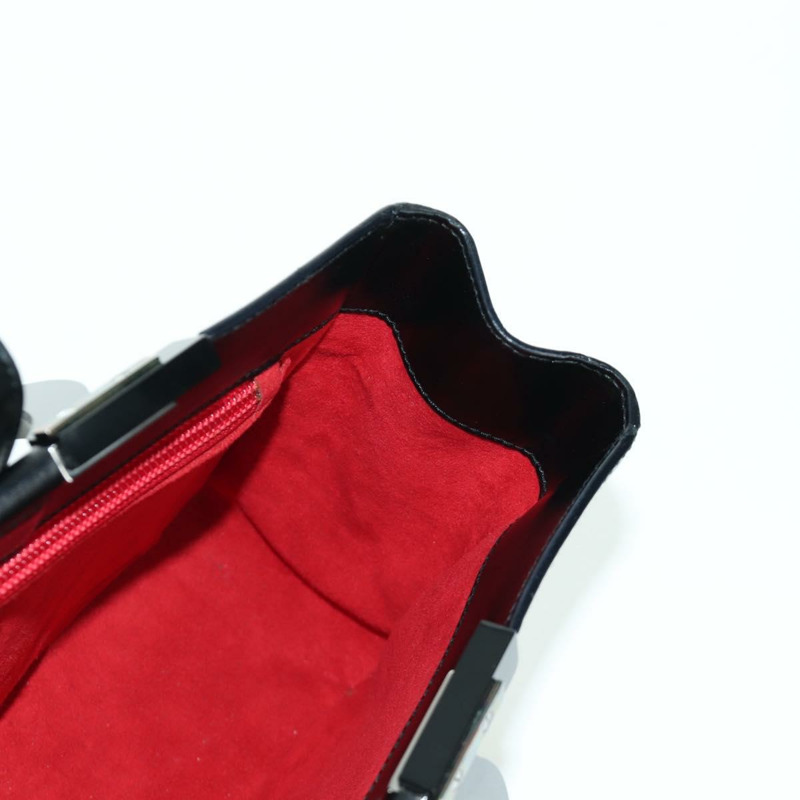 【日本直送】Salvatore Ferragamo Gancini 手提包，黑色銀色真皮，正品，貨號 172480V-17