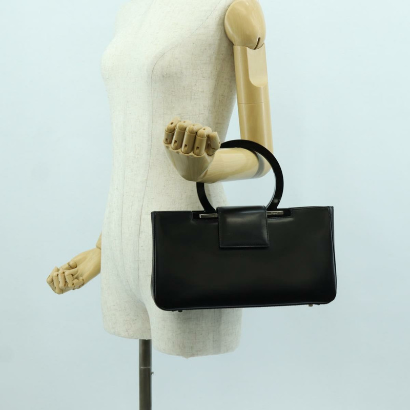 【日本直送】Salvatore Ferragamo Gancini 手提包，黑色銀色真皮，正品，貨號 172480V-21