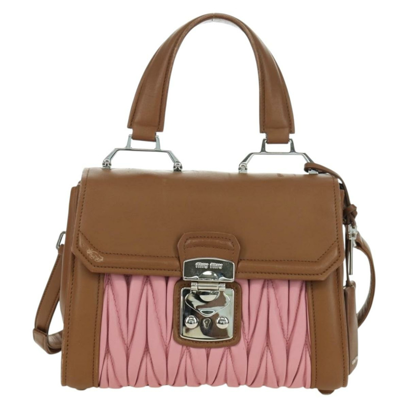 【日本直送】Miu Miu Matelasse 手袋 皮革 兩用 粉紅色 銀色 正品 172533M-1