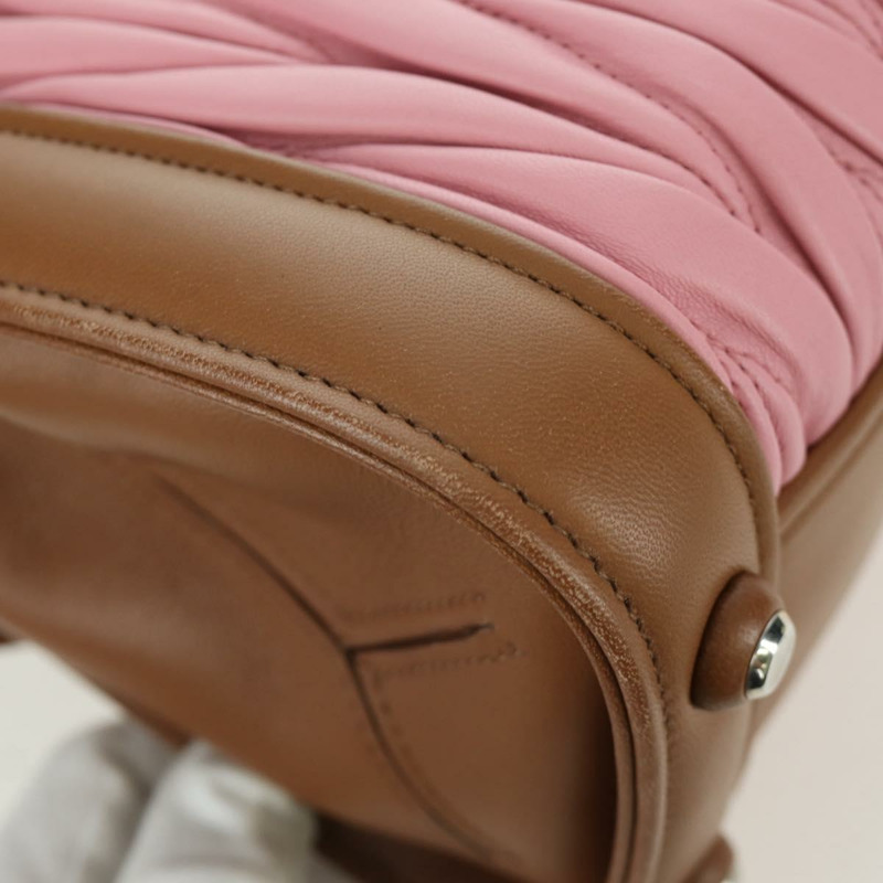 【日本直送】Miu Miu Matelasse 手袋 皮革 兩用 粉紅色 銀色 正品 172533M-13