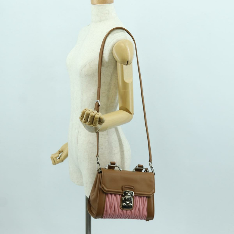 【日本直送】Miu Miu Matelasse 手袋 皮革 兩用 粉紅色 銀色 正品 172533M-28