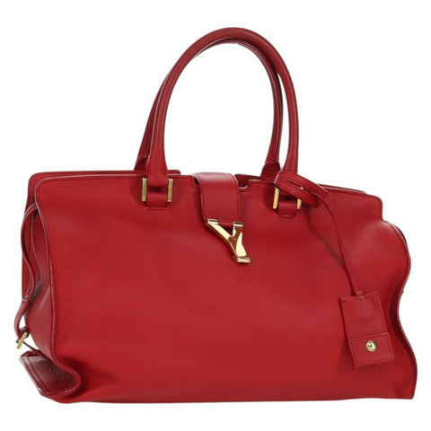 SAINT LAURENT Cabas 經典款手提包，皮革材質，紅色/金色，貨號 311208，正品編號 172487M