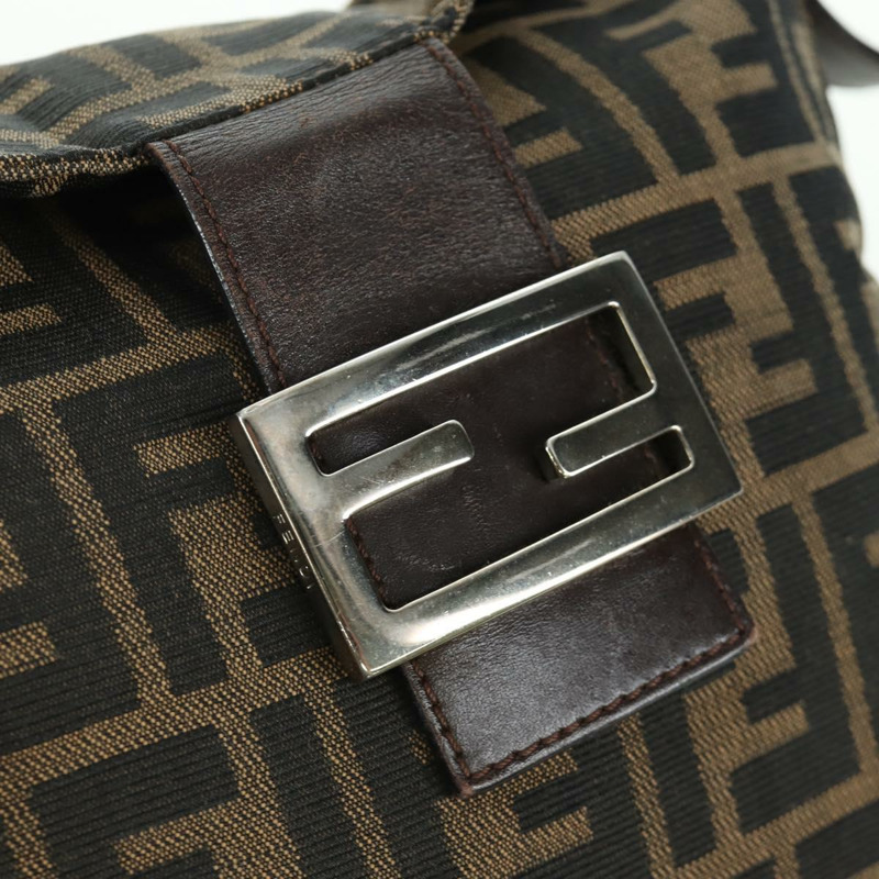 【日本直送】FENDI Zucca帆布Mamma Baguette單肩包 黑色棕色 正品 172779V-14