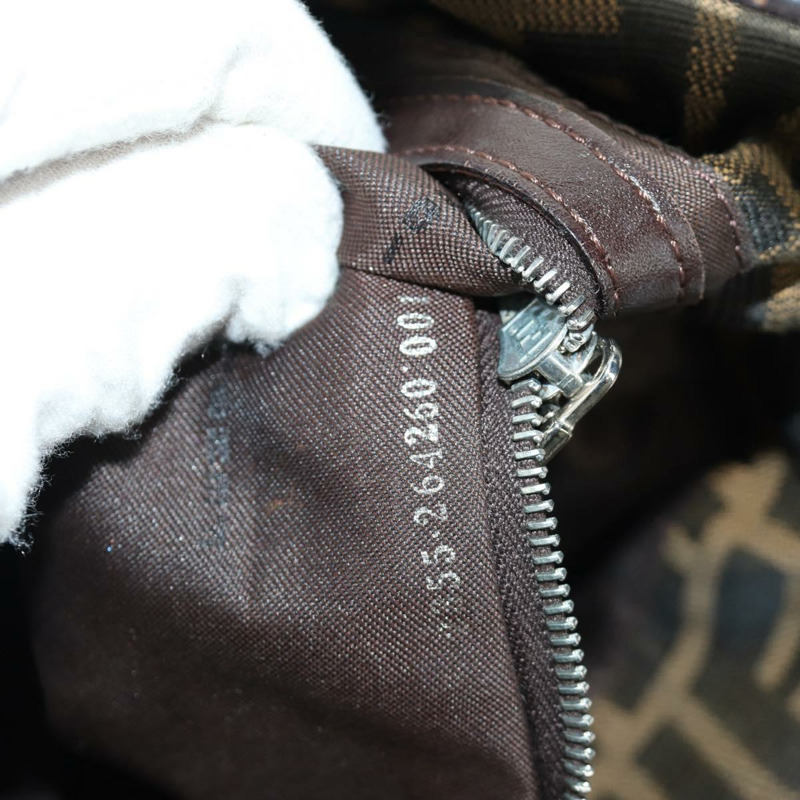 【日本直送】FENDI Zucca帆布Mamma Baguette單肩包 黑色棕色 正品 172779V-22