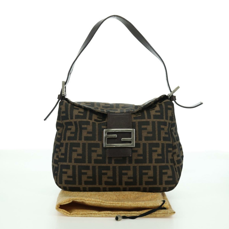 【日本直送】FENDI Zucca帆布Mamma Baguette單肩包 黑色棕色 正品 172779V-24