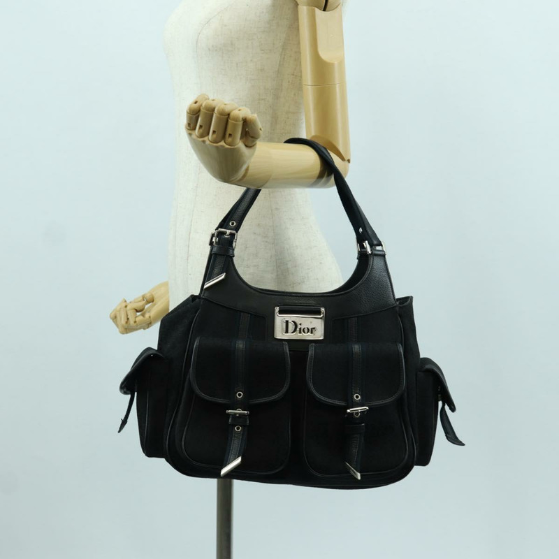 【日本直送】Christian Dior Trotter帆布街頭時尚手袋 黑色銀色 正品 172976SAV-27